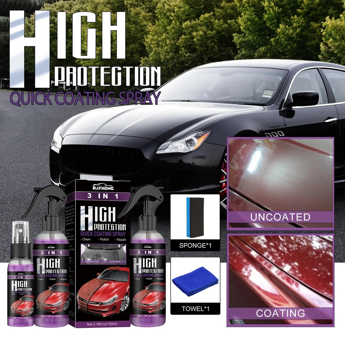 3 In 1 Rapid Wax Polish Spray